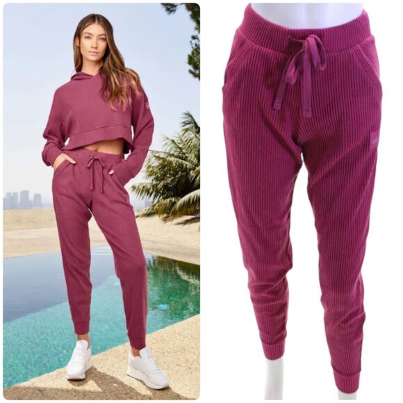 Alo Yoga Pants - Alo Yoga Muse Sweatpants Raspberry Sorbet XXS Ribbed Cozy Lounge Jogger Pants